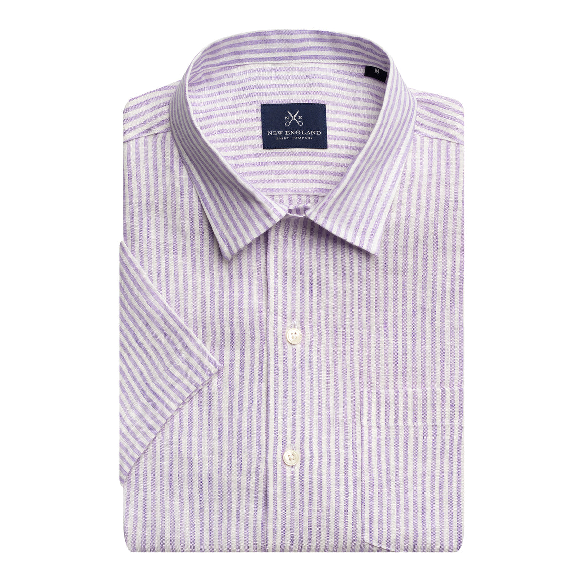 STRIPED LINEN SHORT SLEEVE CAMP SHIRT