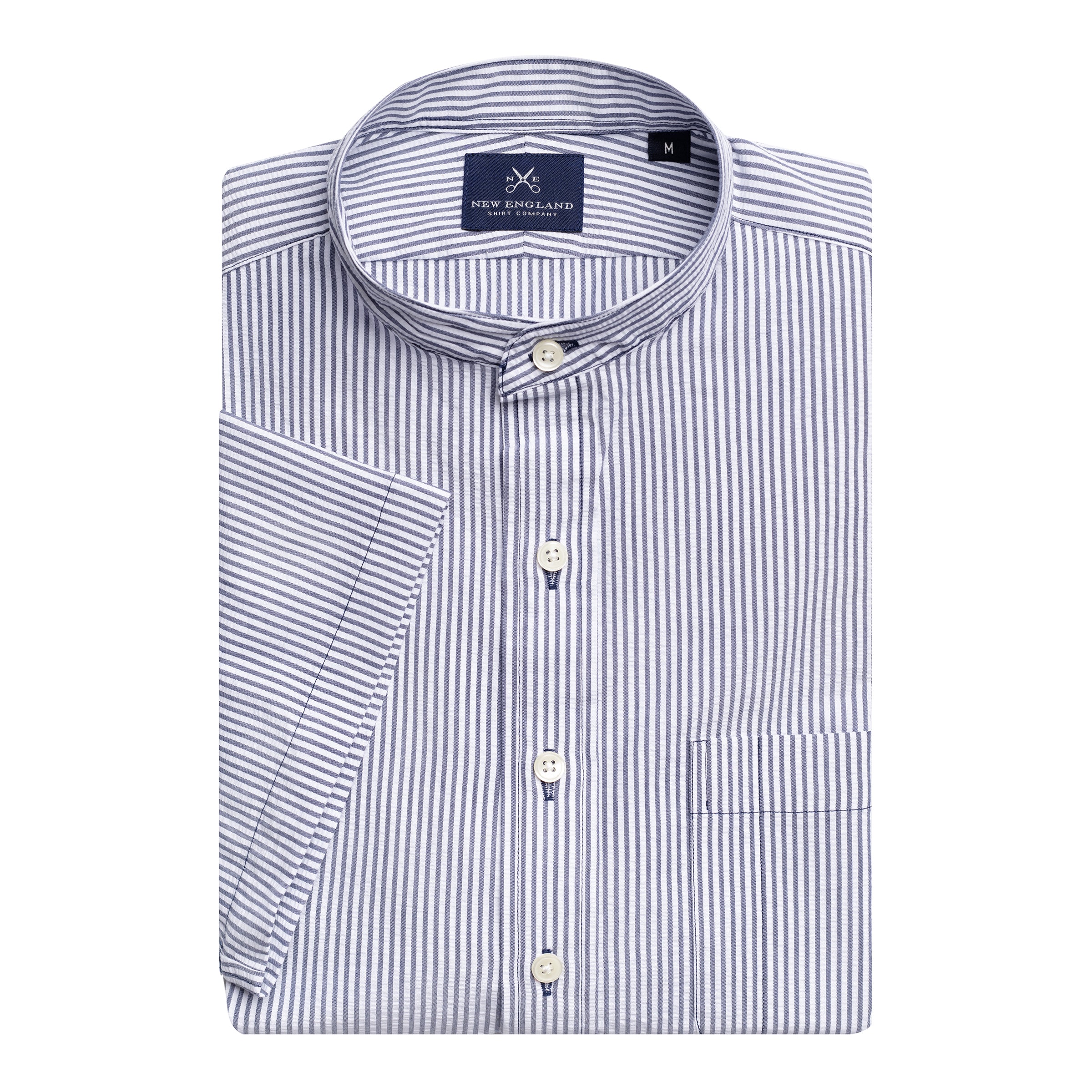 SEERSUCKER BANDED COLLAR SHORT SLEEVE POPOVER SHIRT SEERSUCKER BANDED COLLAR SHORT SLEEVE POPOVER SHIRT