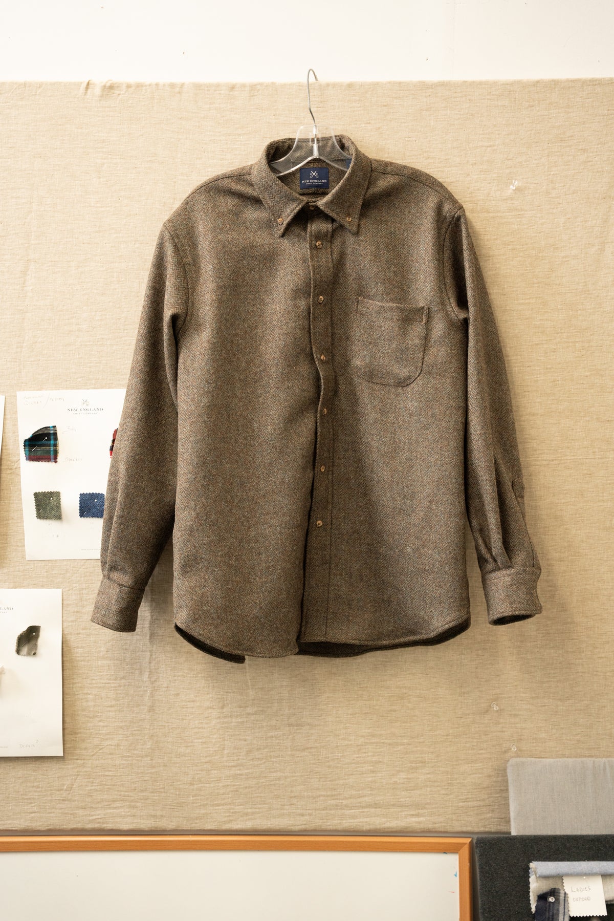 Abraham Moon Camel Herringbone Tweed Shirt