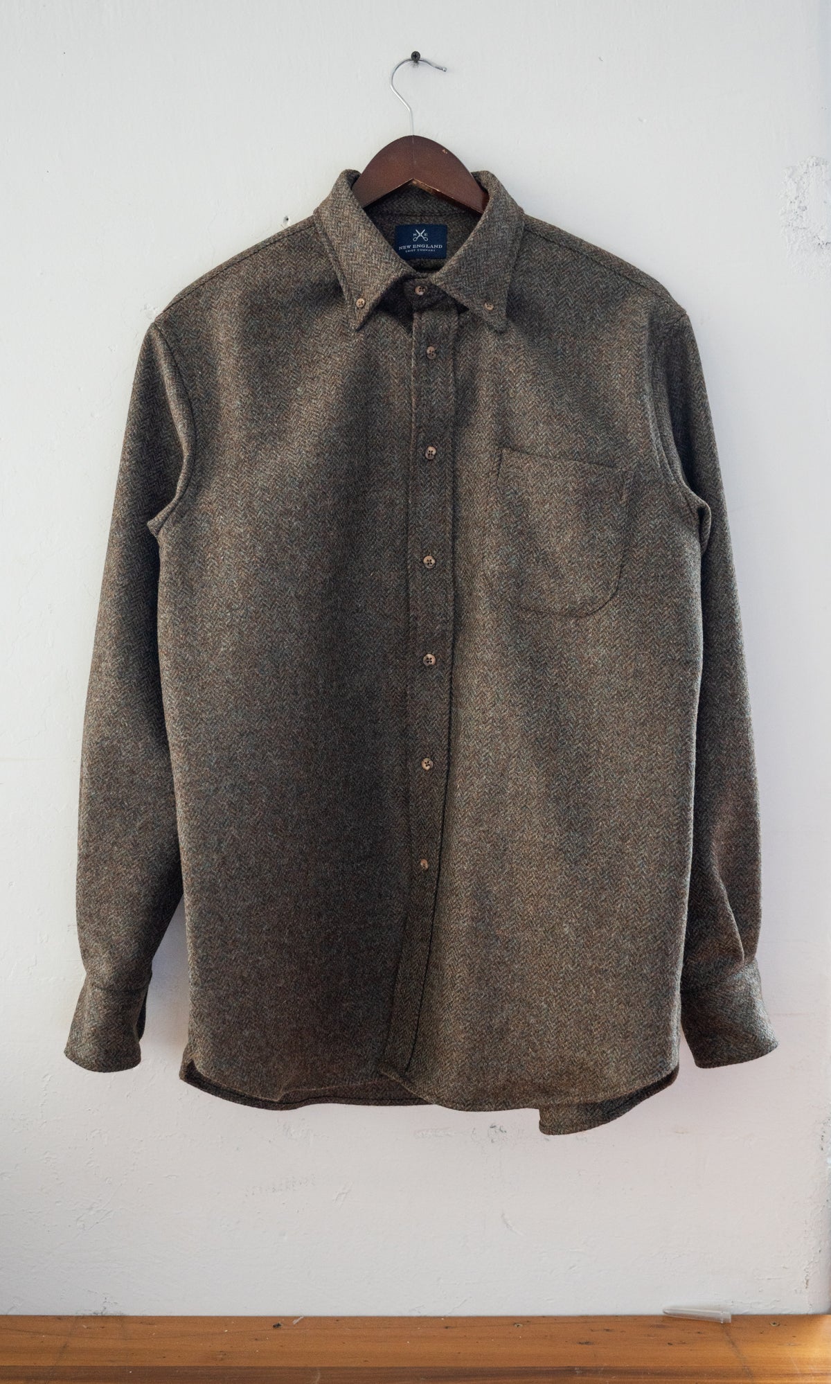 Abraham Moon Olive and Brown Tweed Shirt