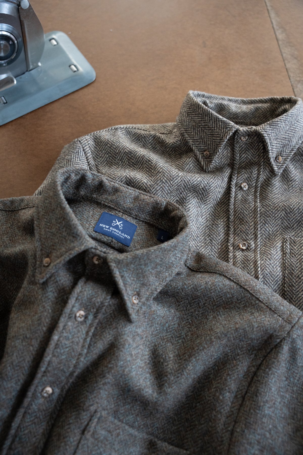 Abraham Moon Olive and Brown Tweed Shirt