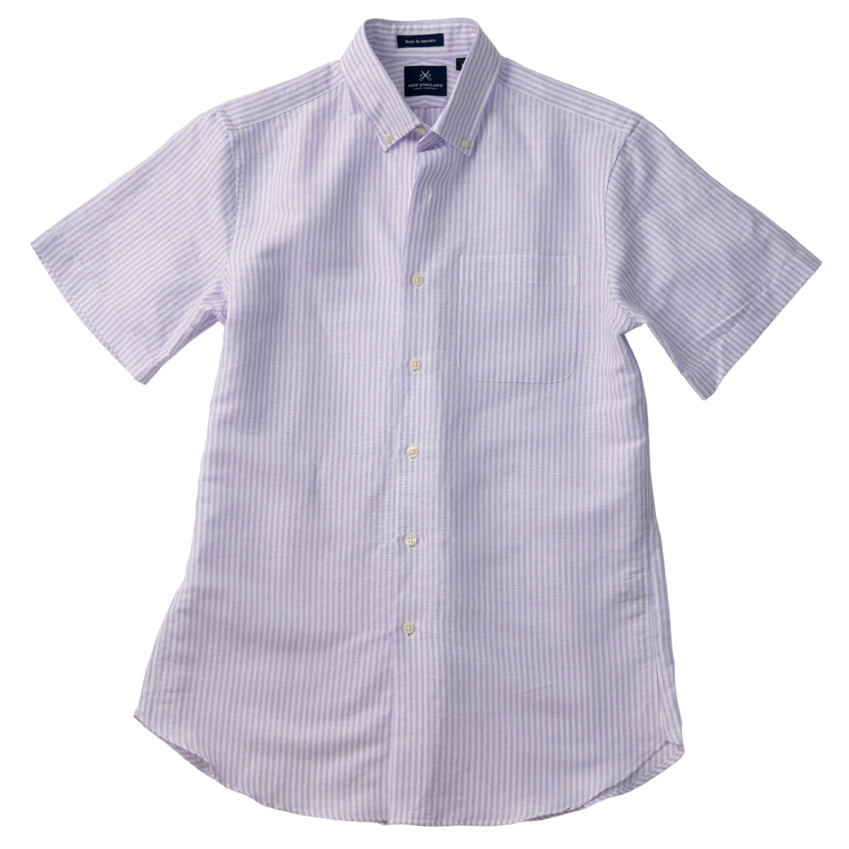 Short Sleeve Lavender Stripe Linen Sport Shirt