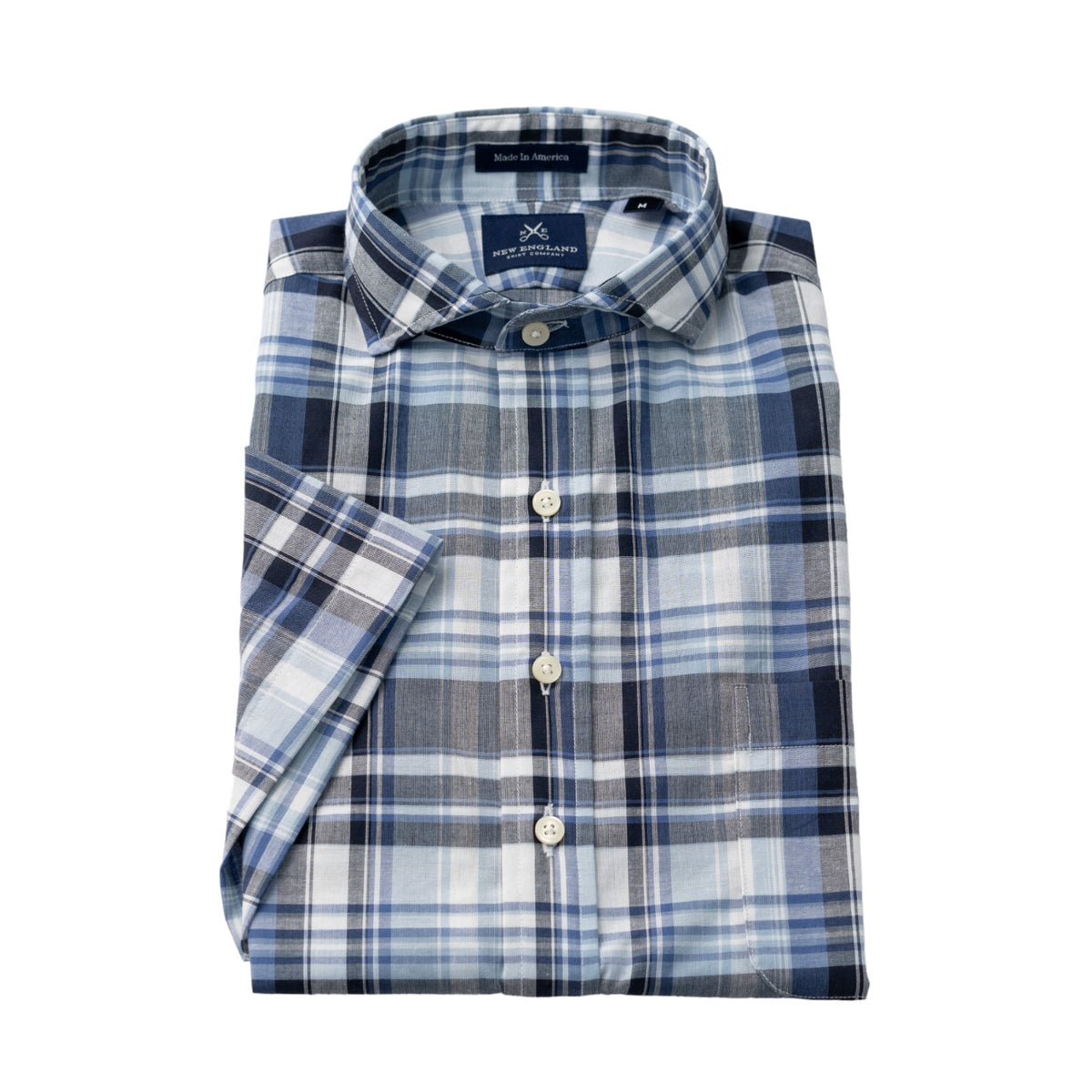 Short Sleeve Popover Blue Madras Sport Shirt
