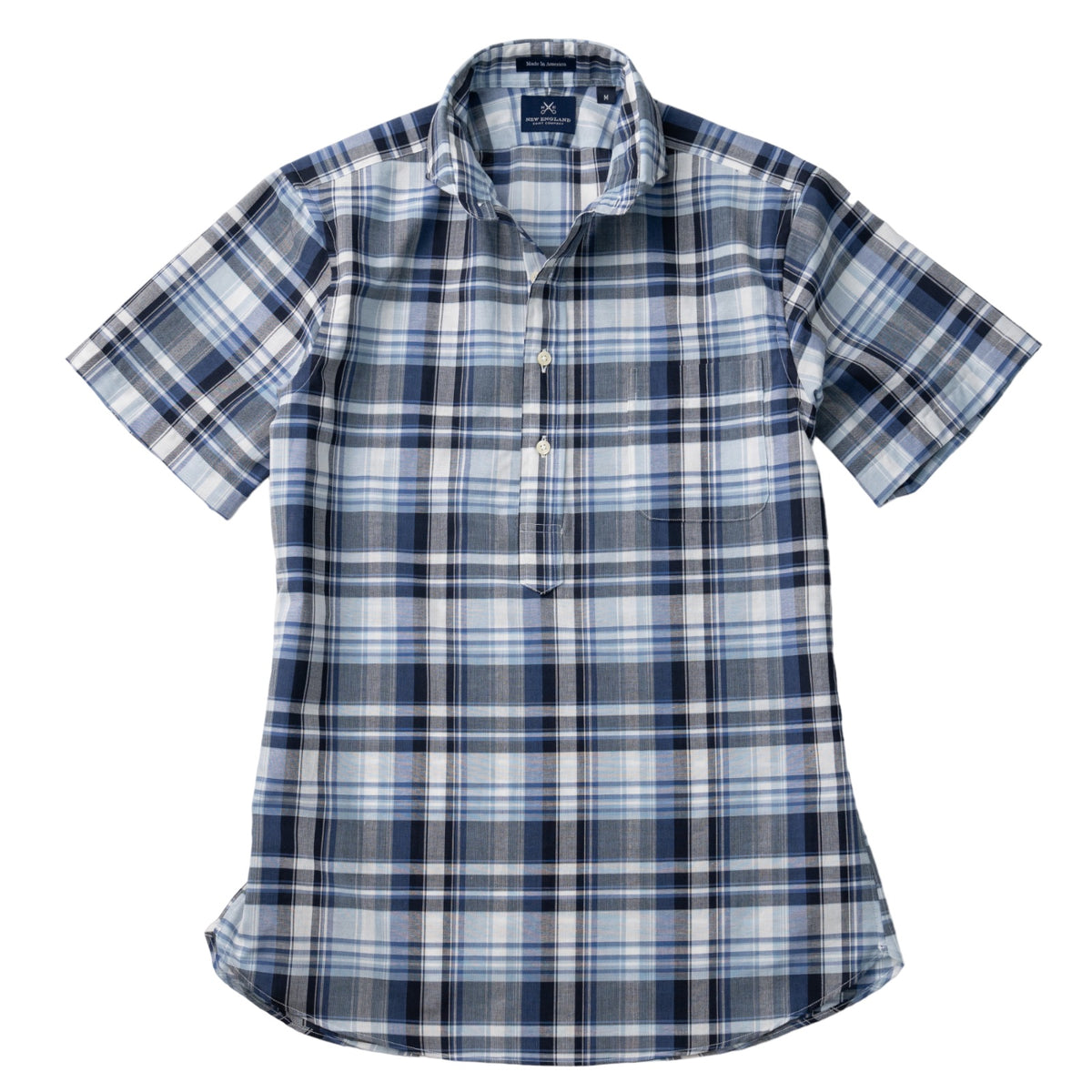 Short Sleeve Popover Blue Madras Sport Shirt