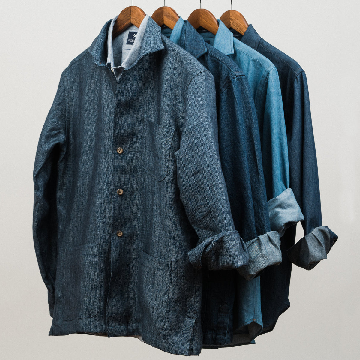 Hidden Button-down Washed Denim Sport Shirt