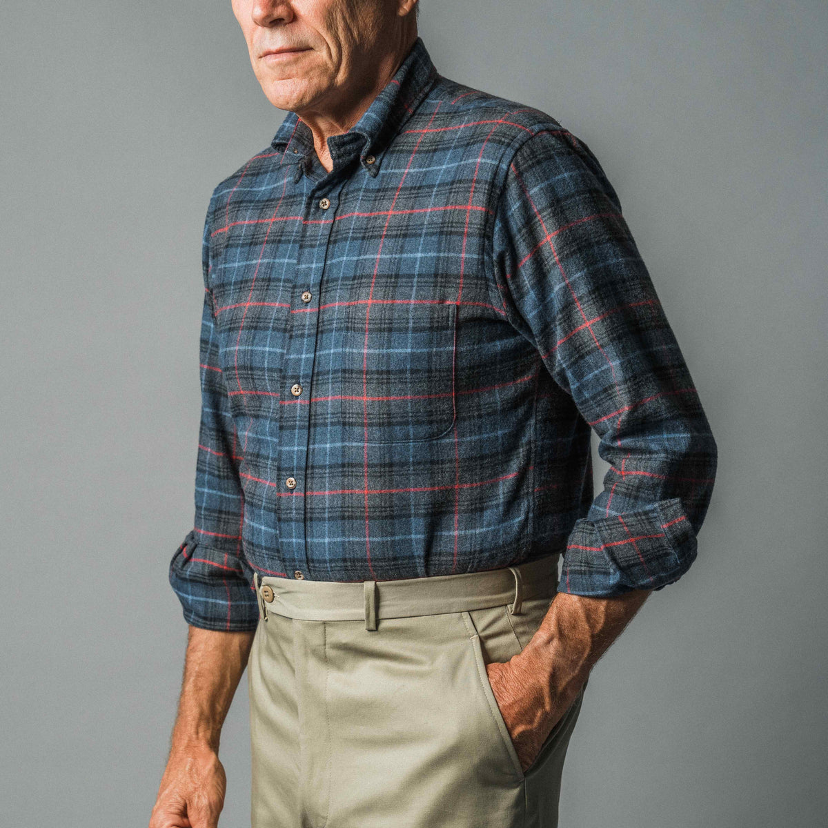 Bristol Button down Charcoal Multi-color plaid Sport Shirt