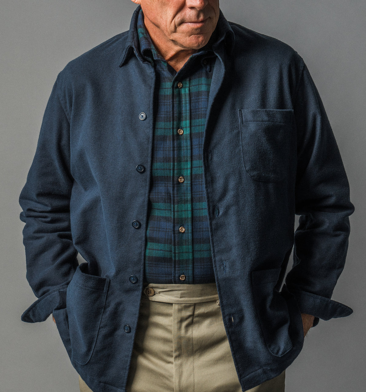 Sueded Moleskin Navy Wye Shirt Jacket