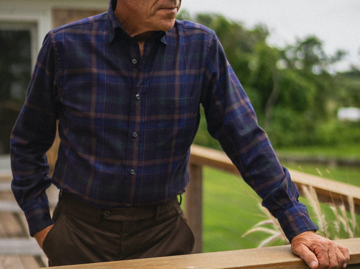 Button down Navy Multi-color plaid Sport Shirt