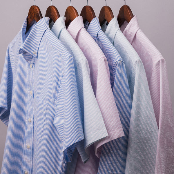 Blue Stripe Seersucker Sport Shirt - NewEnglandShirtCo