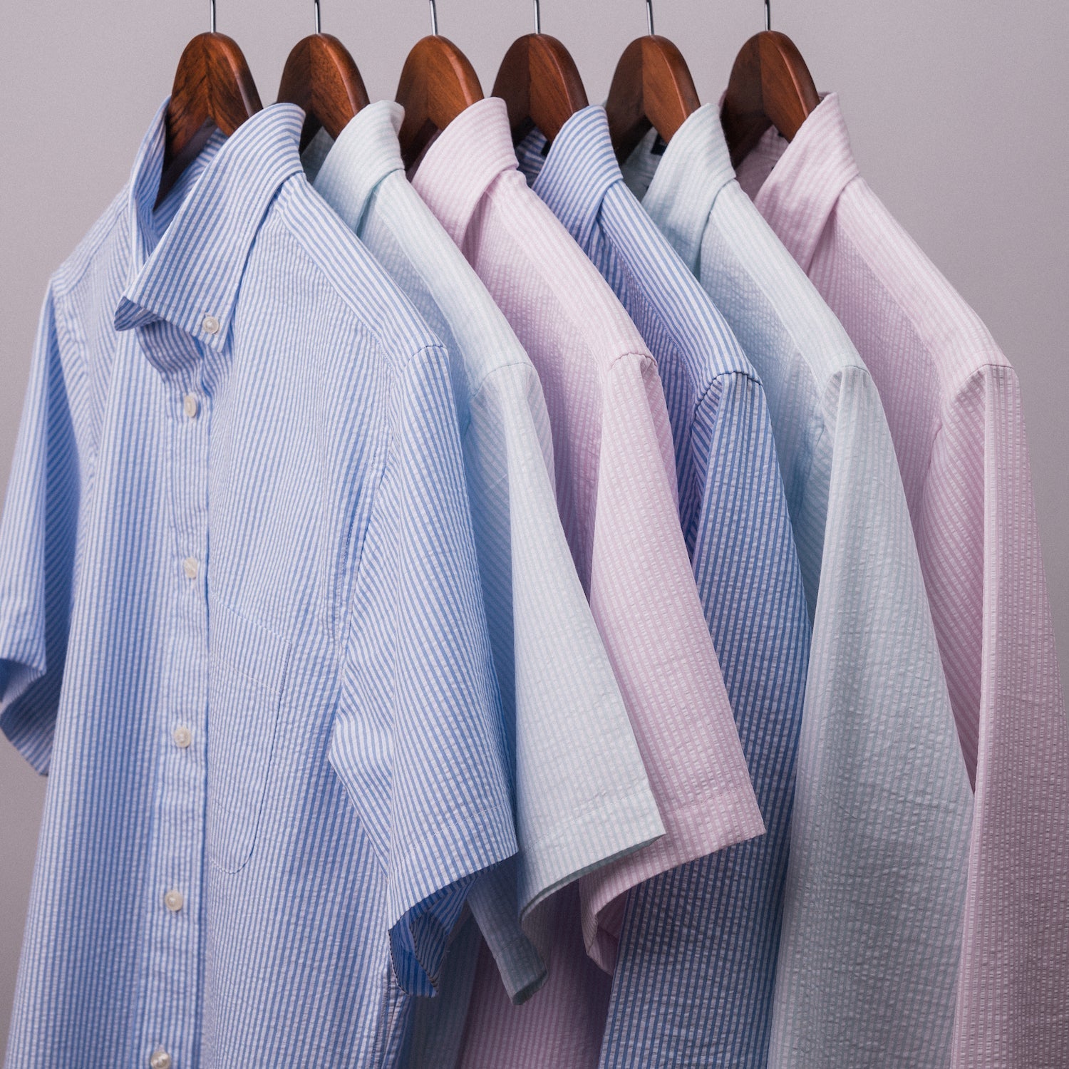SEERSUCKER BUTTON DOWN SPORT SHIRT - PINK STRIPE XXL