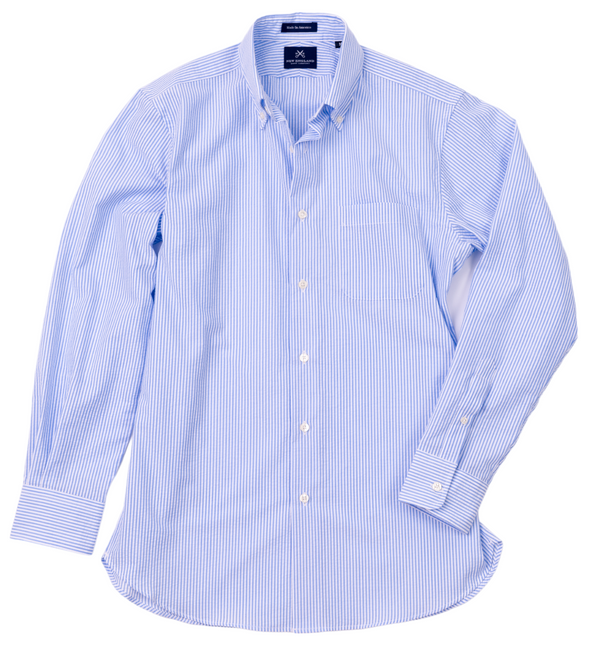 【HI FI FNK】Zen Striped Seersucker Shirt Hemingsworth | Pink Stripe Seersucker Shirt - Made in England