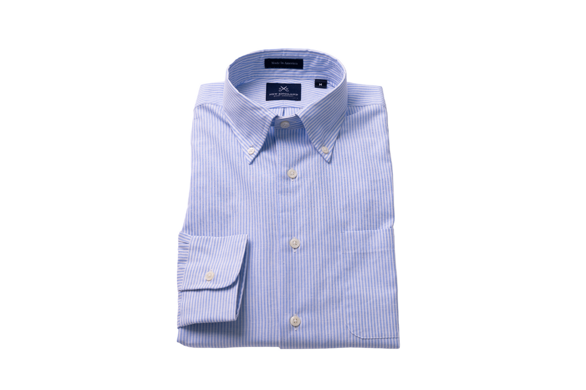 Bristol Button down Blue Stripe Cotton-Linen Sport Shirt