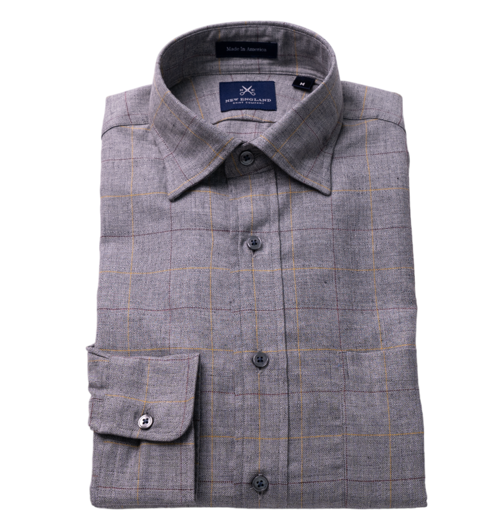 Hidden Button down Grey plaid Sport Shirt