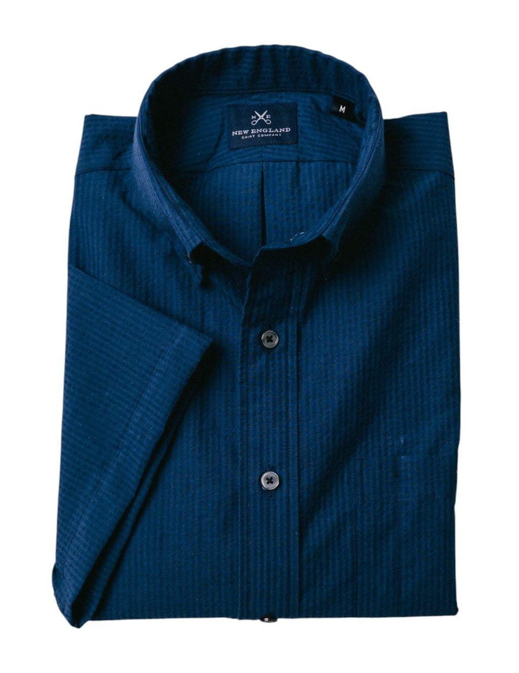 Navy Seersucker Short Sleeve Button-down Artist Shirt