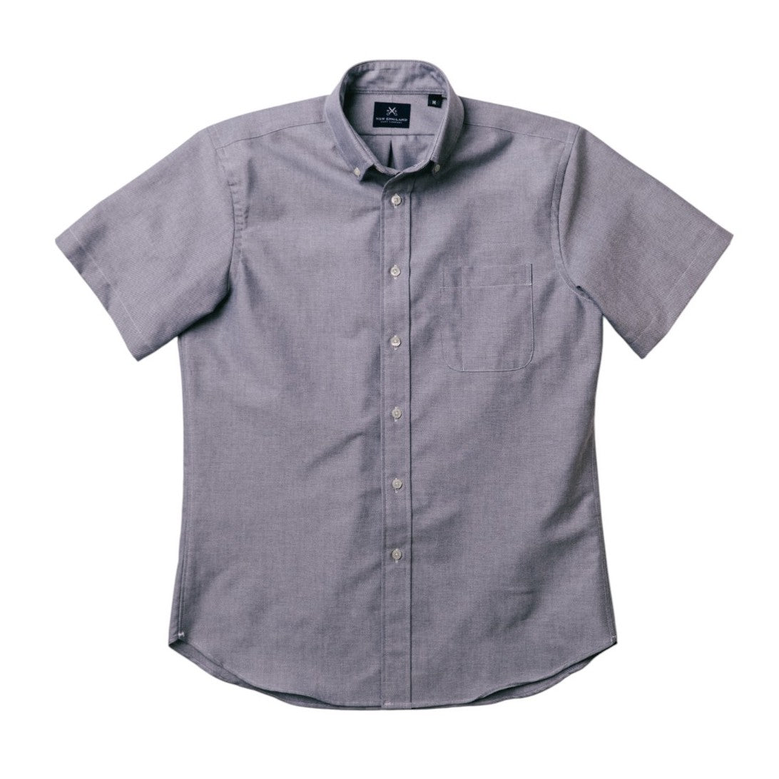 Grey Indigo Oxford Short Sleeve Button-down Artist Shirt