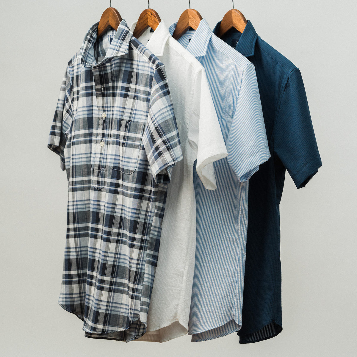 Short Sleeve Popover Blue Madras Sport Shirt