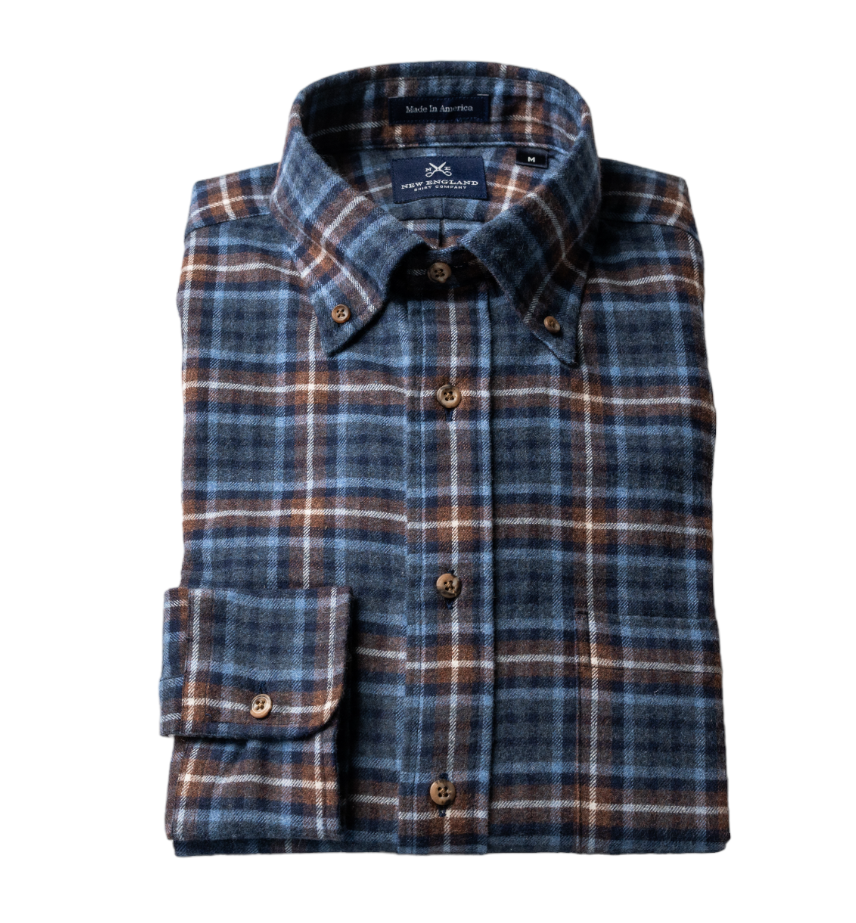 Bristol Button down Navy Brown plaid Sport Shirt