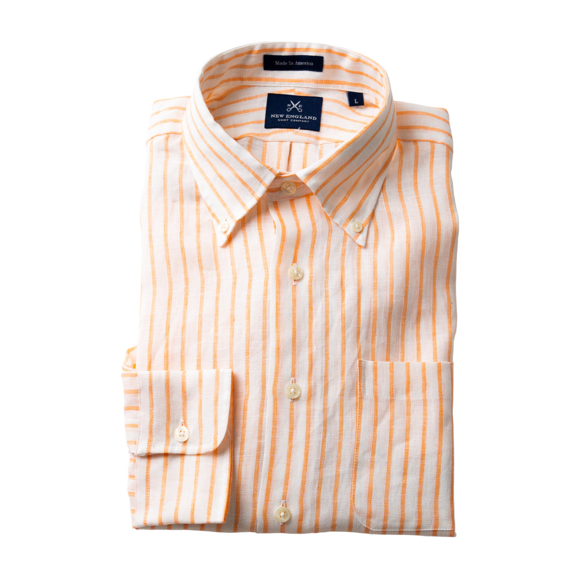 Bristol Button-down Melon Stripe Linen Sport Shirt