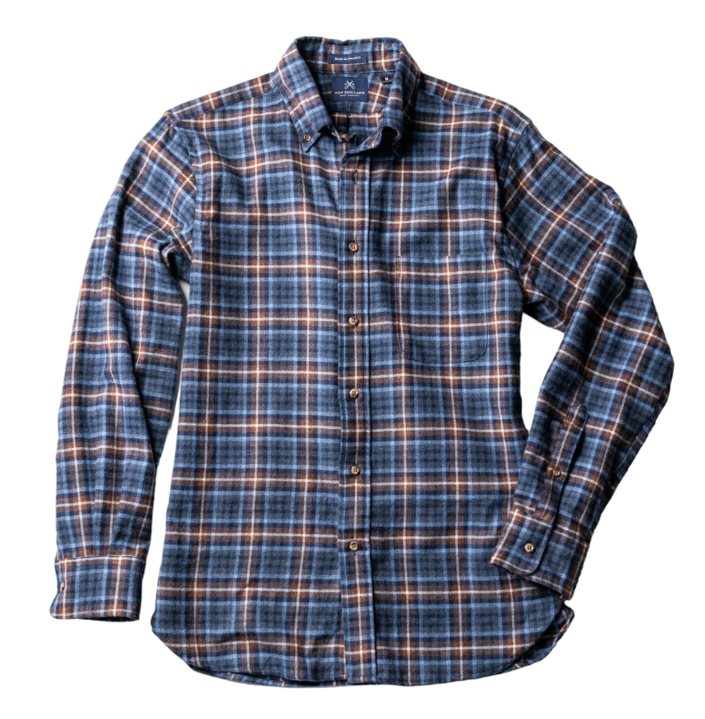 Bristol Button down Navy Brown plaid Sport Shirt