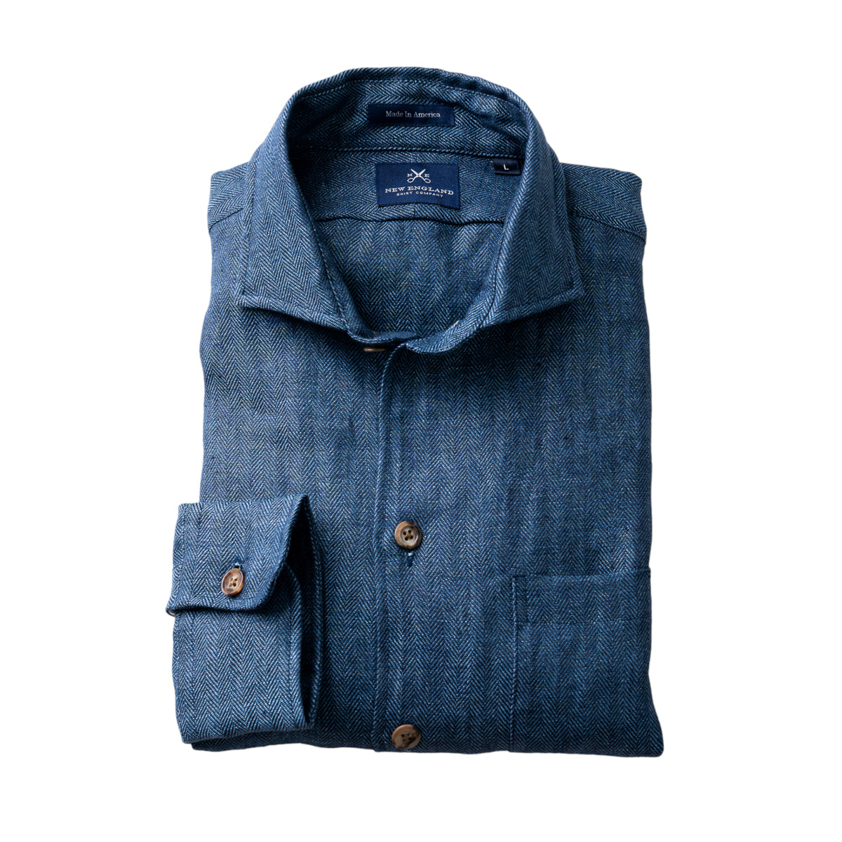Herringbone Indigo Denim Linen Wye Shirt Jacket