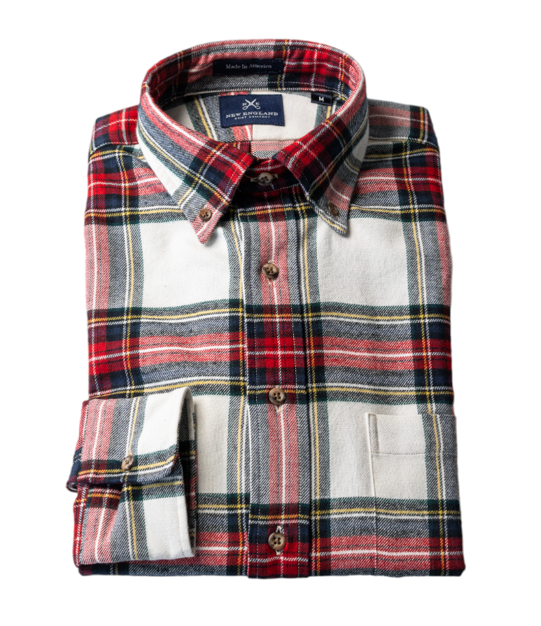 Bristol Button down White Red Green plaid Sport Shirt