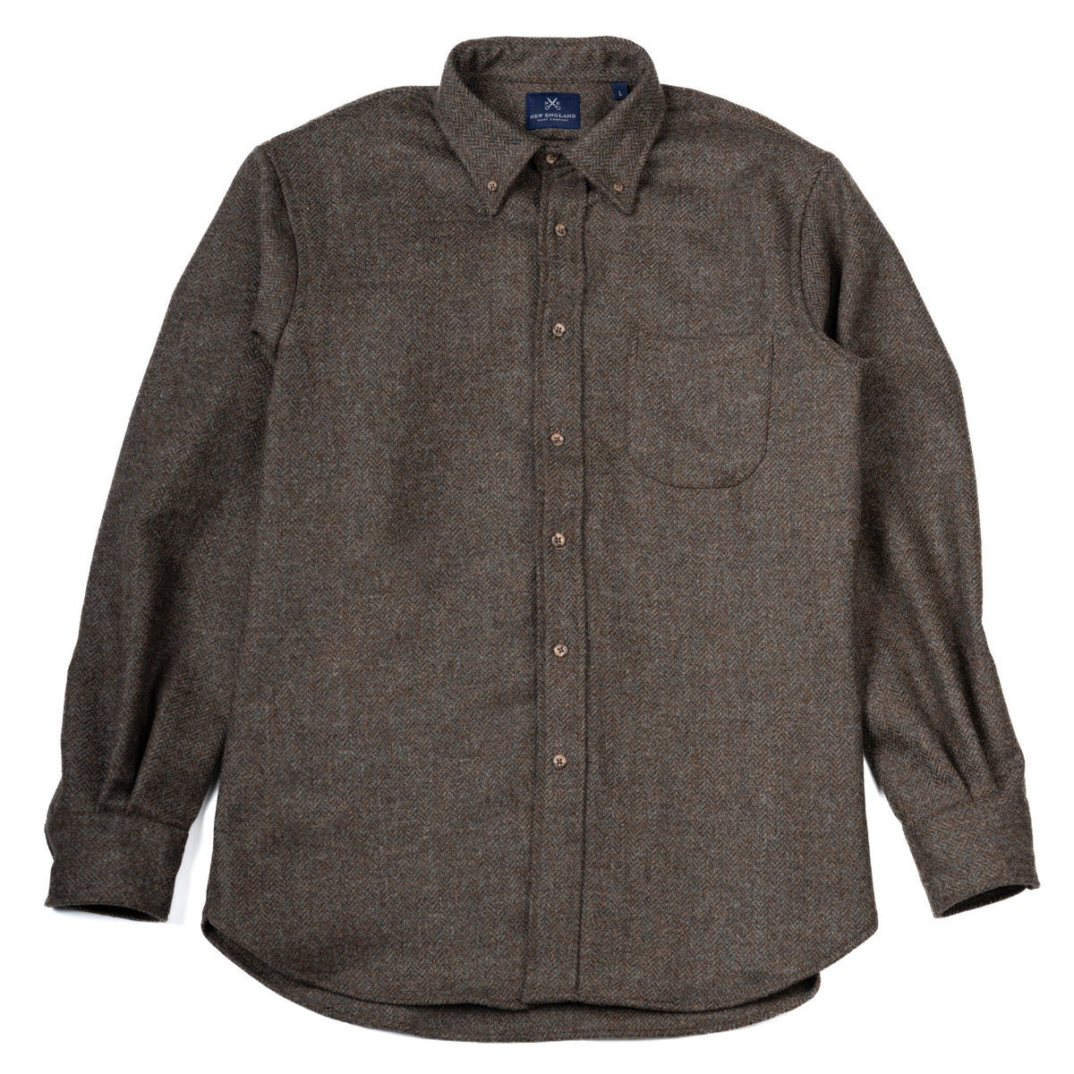 Abraham Moon Olive and Brown Tweed Shirt