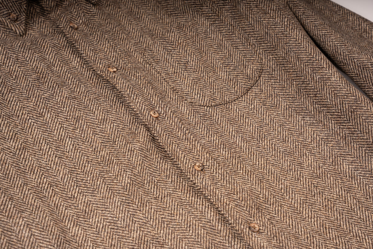Abraham Moon Camel Herringbone Tweed Shirt