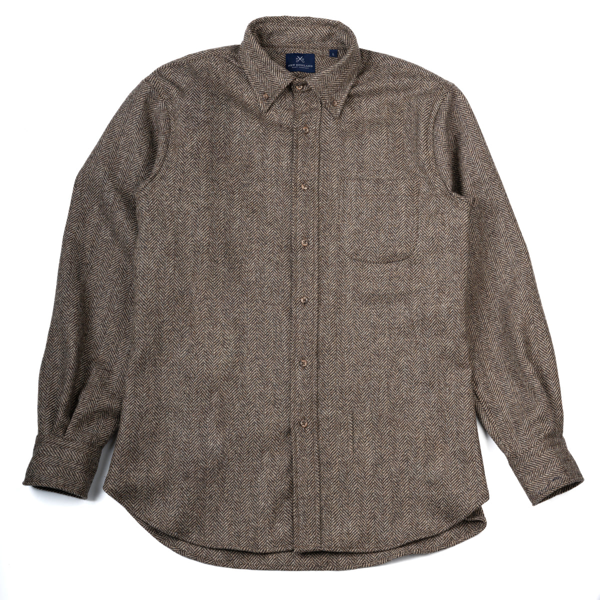 Abraham Moon Camel Herringbone Tweed Shirt