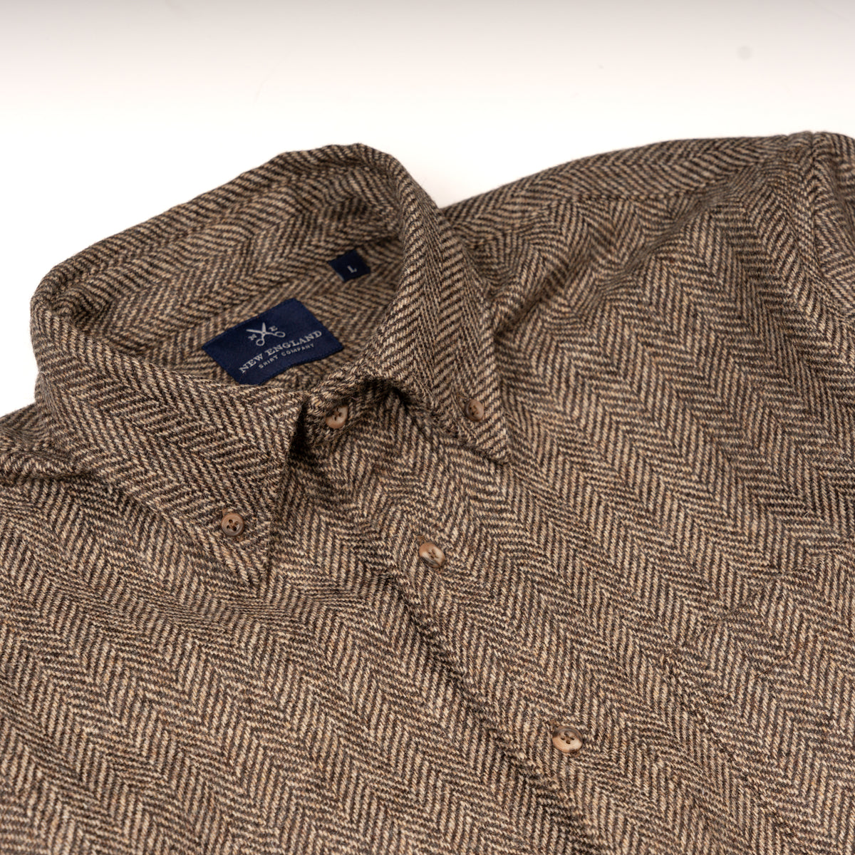 Abraham Moon Camel Herringbone Tweed Shirt