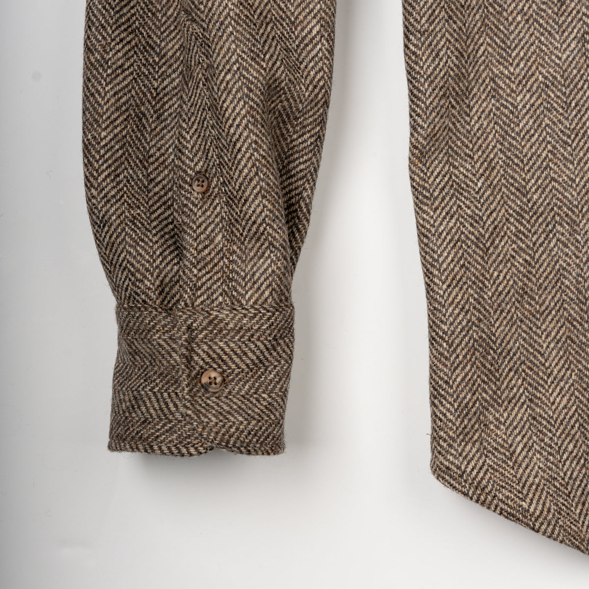 Abraham Moon Camel Herringbone Tweed Shirt