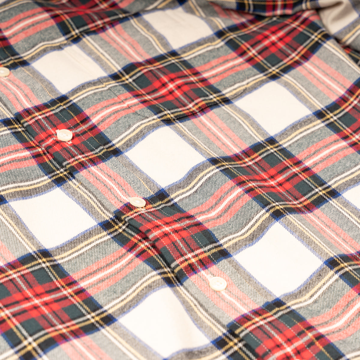 Bristol Button down White Red Green plaid Sport Shirt