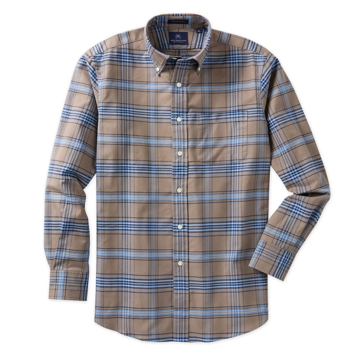 Bristol Button-Down Khaki Plaid Oxford Sport Shirt