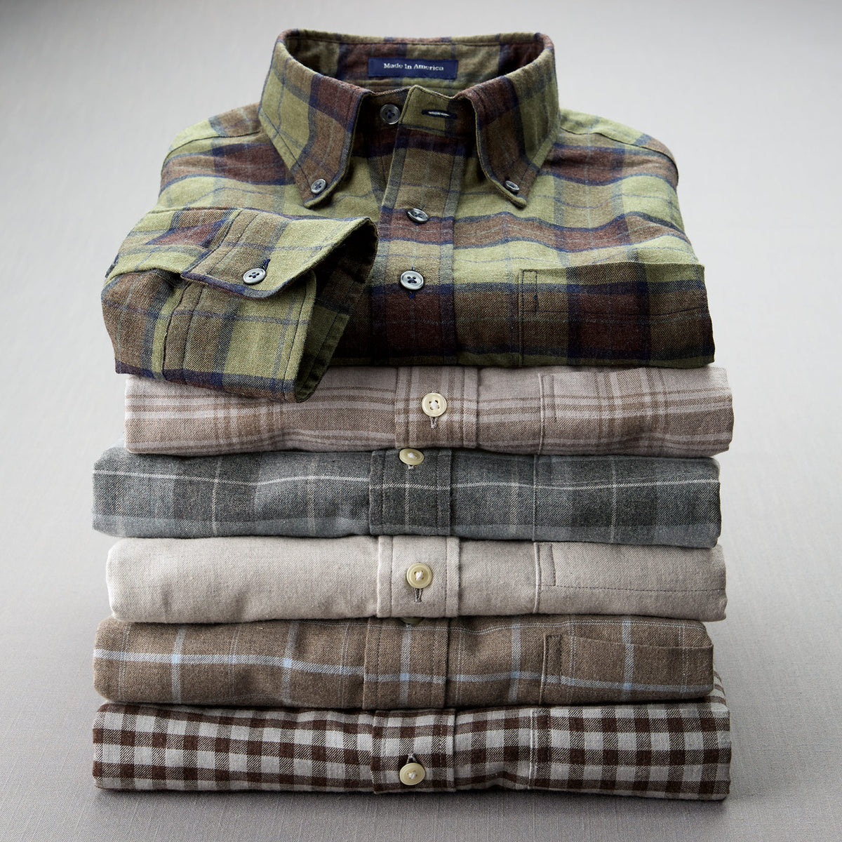Bristol Button-Down Dark Shadow Heather Flannel Sport Shirt