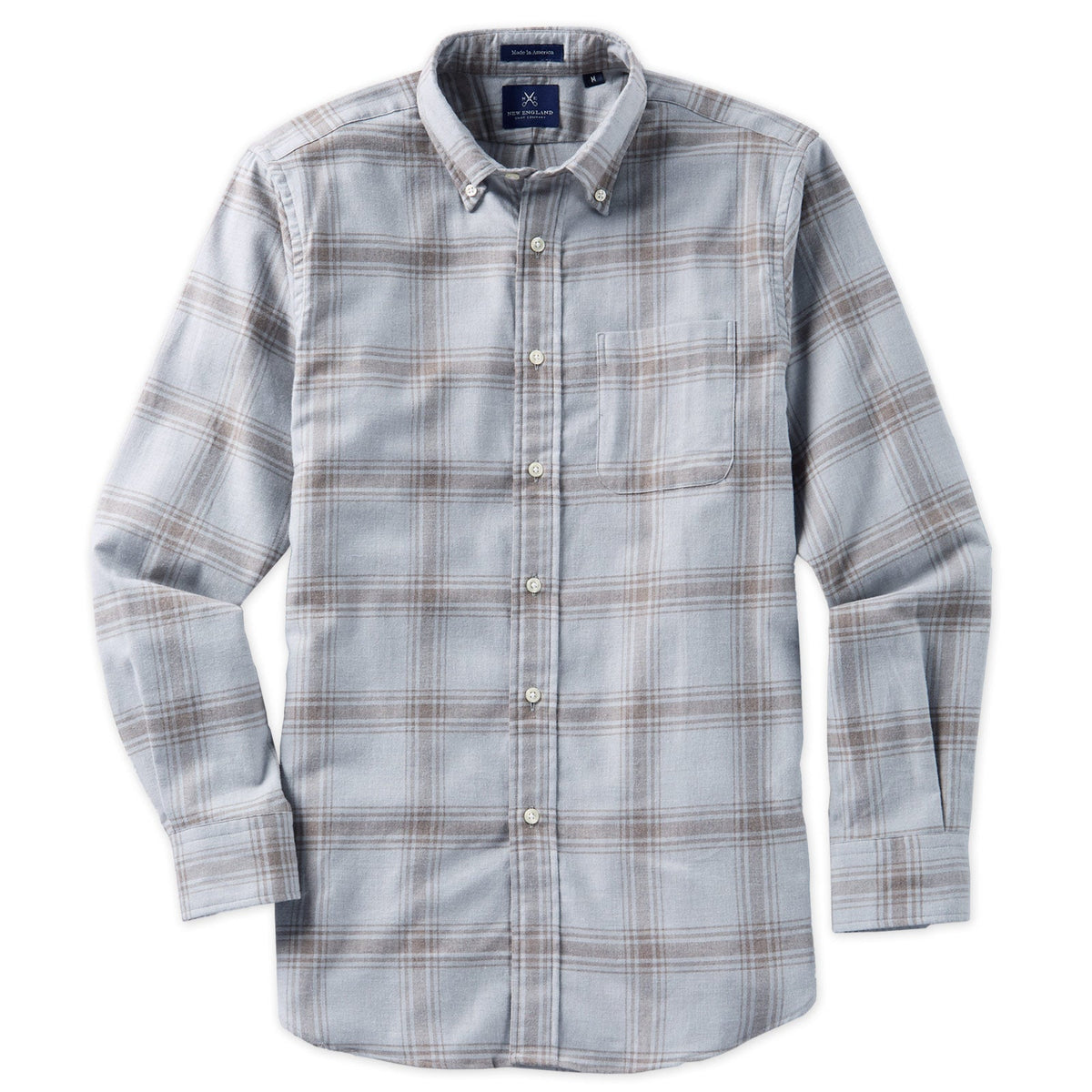 Bristol Button-Down Grey Brindle Plaid Flannel Sport Shirt