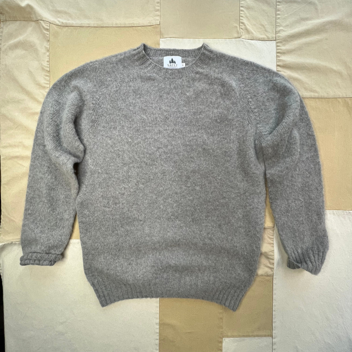 Brushed Wool Crew Sweater, Chrome