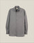 A gray long-sleeve button-down shirt with a chest pocket, displayed flat against a light beige background.  Made in USA Oxford Cloth Button Down shirt.