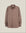 A long-sleeve button-down shirt in a muted taupe-brown color, featuring a chest pocket and a classic collar, shown against a solid light beige background.  Made in USA Oxford Shirt.