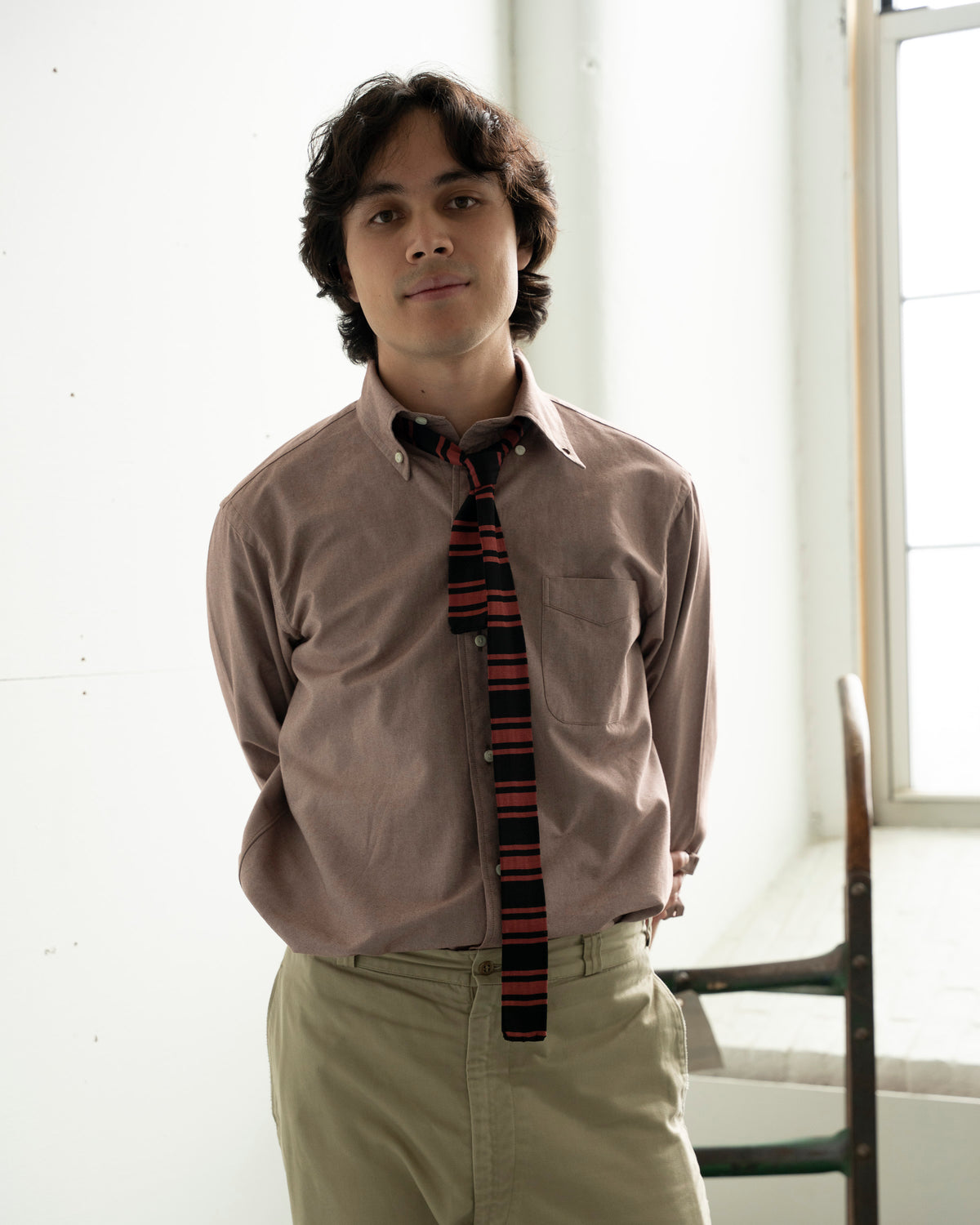 Reddish brown Oxford Cloth Button Down made in USA and sewn in Fall River, MA.  