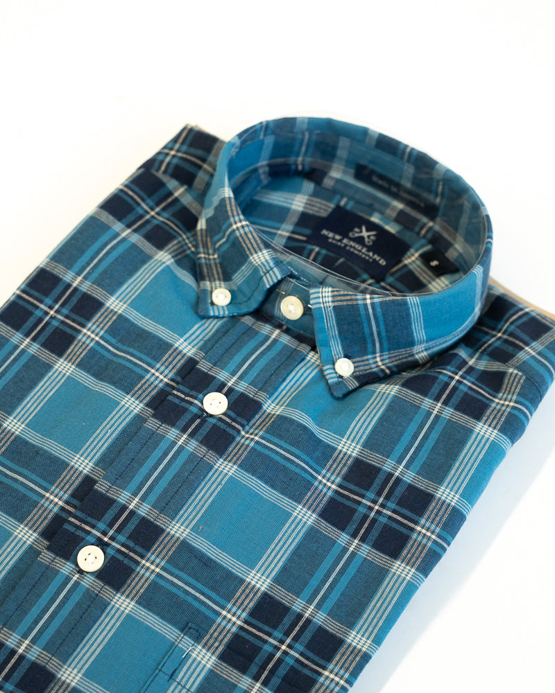 Authentic Madras Long Sleeve Button Down - Deep Teal and Blue