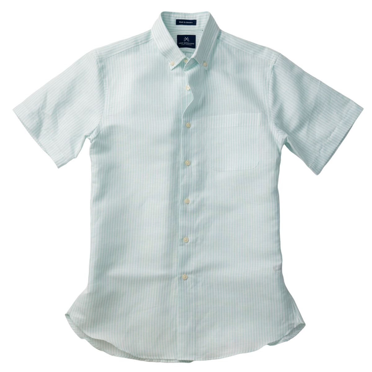 Short Sleeve Mint Stripe Linen Sport Shirt