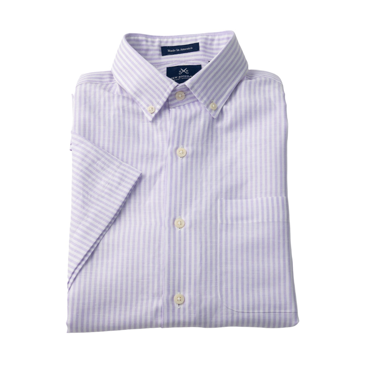 Short Sleeve Lavender Stripe Linen Sport Shirt