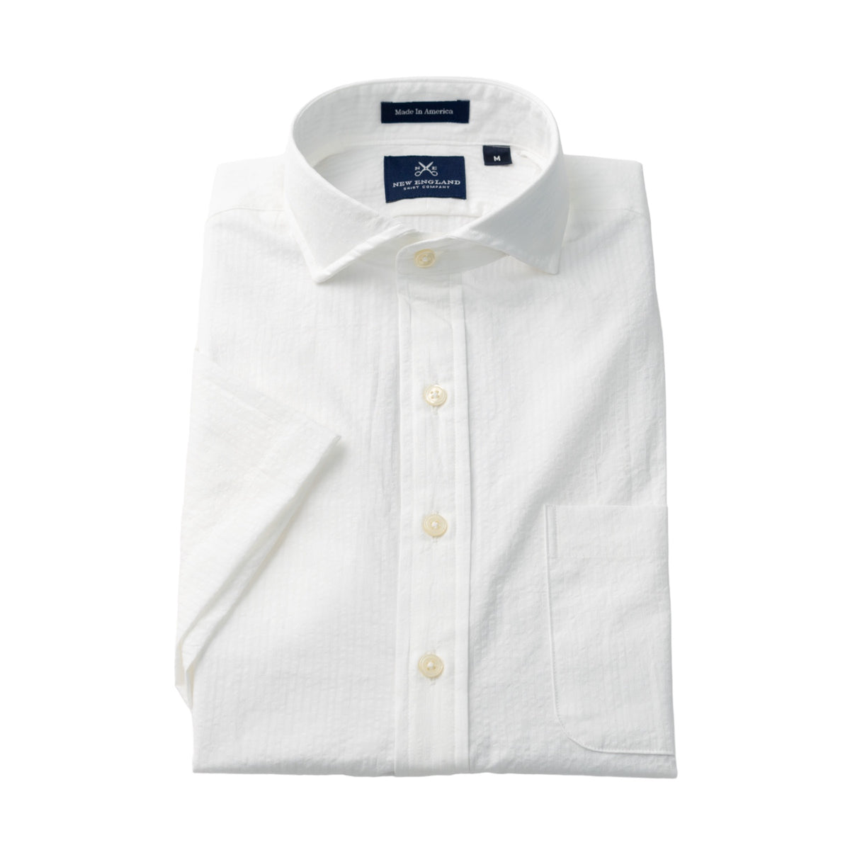 Short Sleeve Popover White Seersucker Sport Shirt