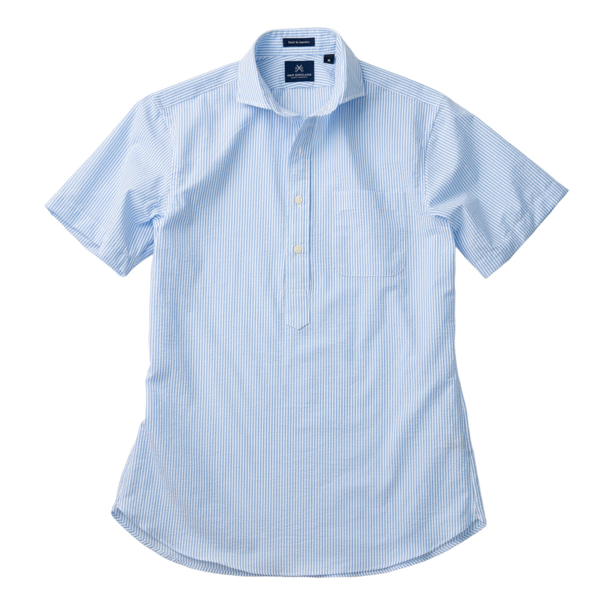 Short Sleeve Popover Blue Seersucker Sport Shirt