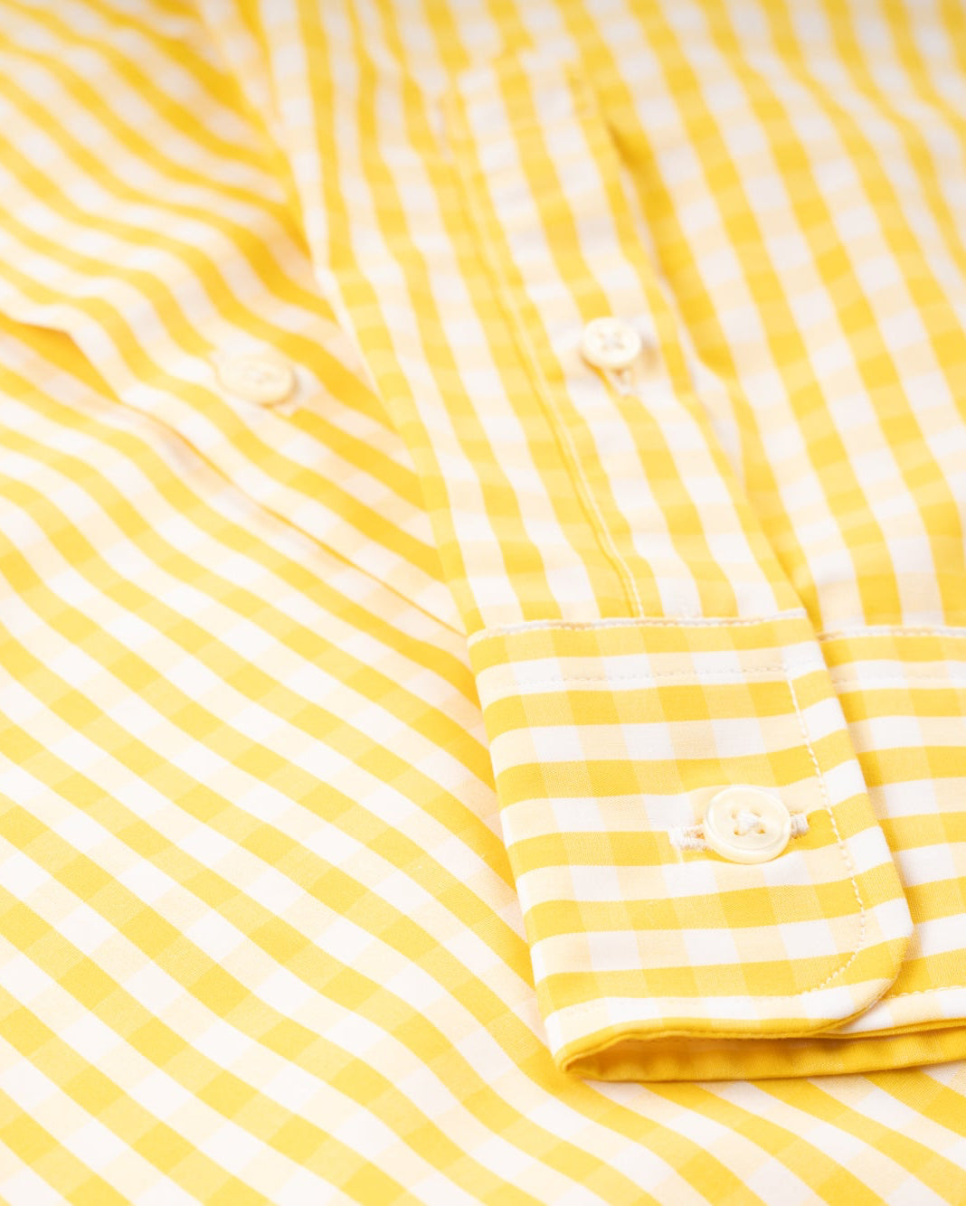 men's yellow gingham dress shirt Non-Iron Cotton Gingham Dress Shirt With Contrast Trim