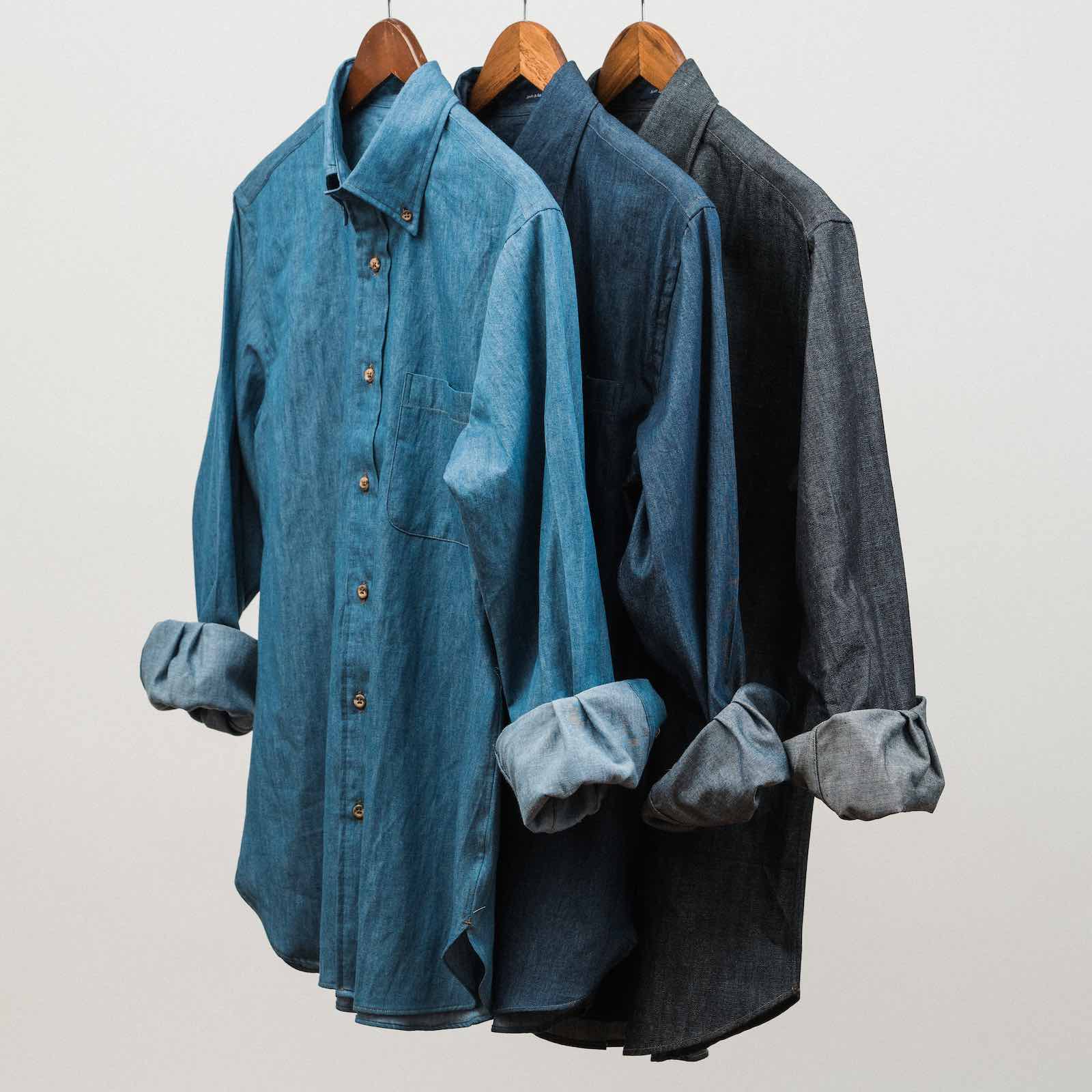 CHAMBRAY BUTTON DOWN SPORT SHIRT - LIGHT INDIGO