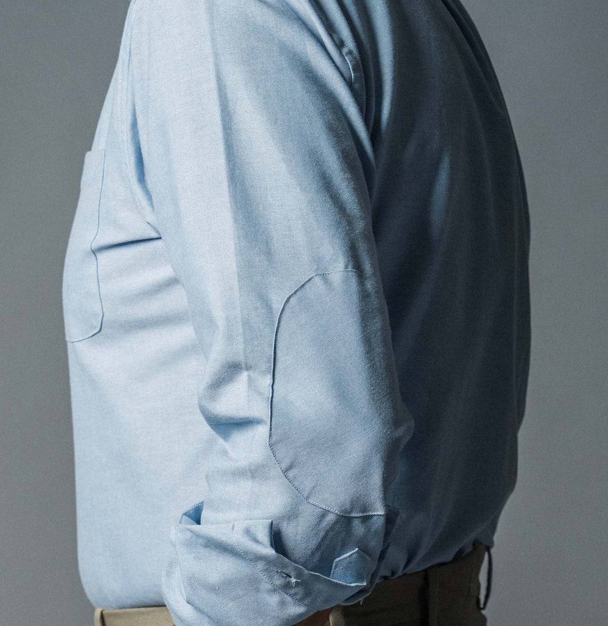 Elbow Patch Button-down Blue Oxford Sport Shirt