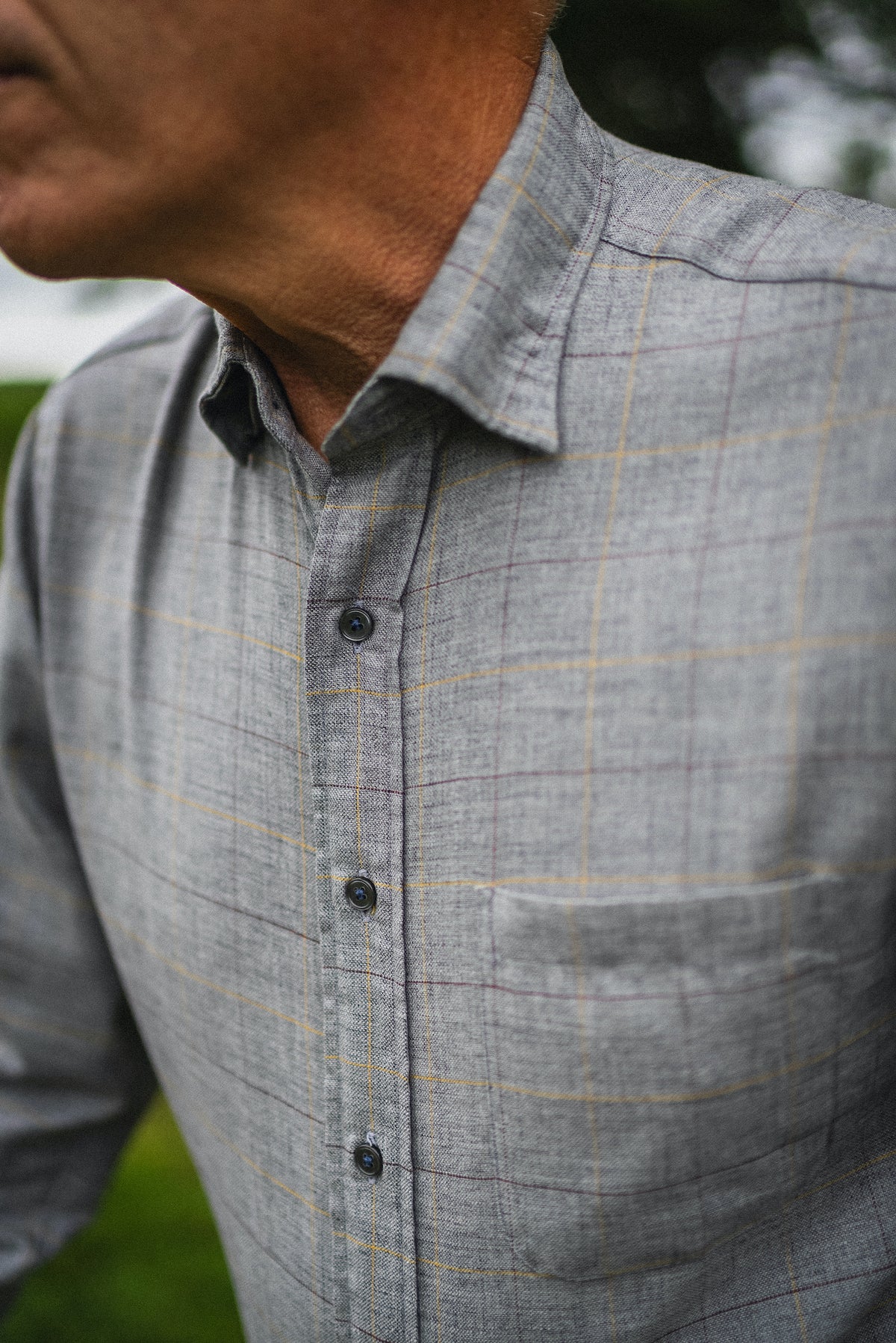 Hidden Button down Grey plaid Sport Shirt