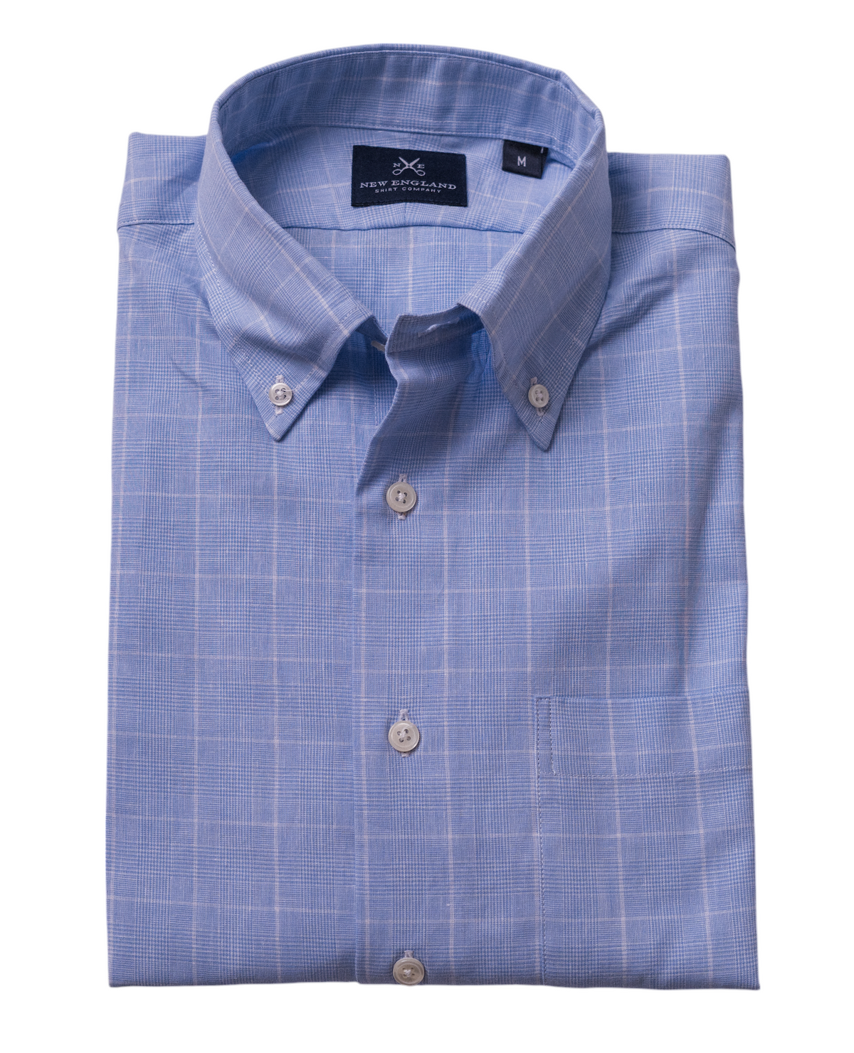 Bristol Button-down Sky-Blue Plaid Cotton-Linen Sport Shirt