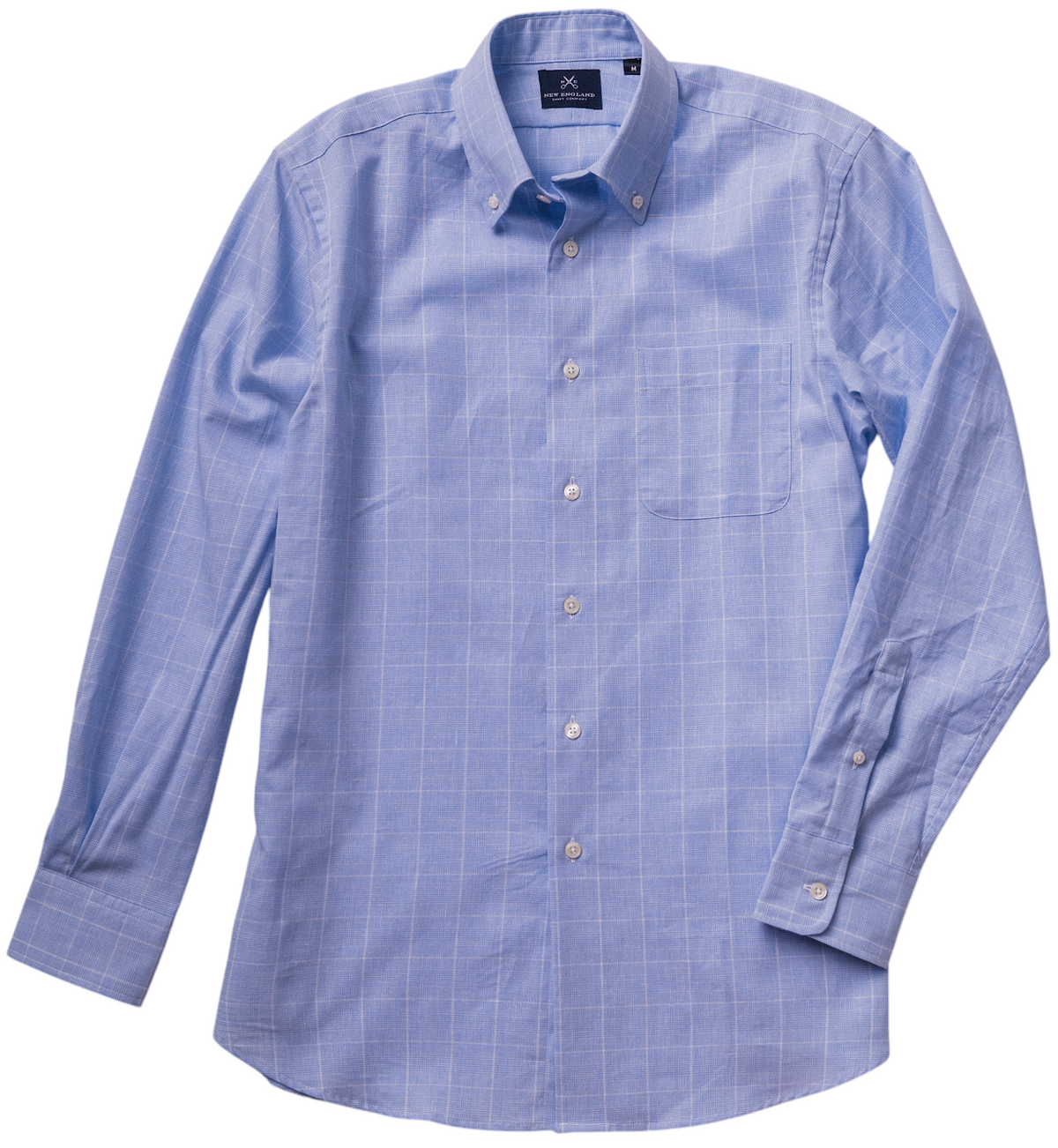 Bristol Button-down Sky-Blue Plaid Cotton-Linen Sport Shirt