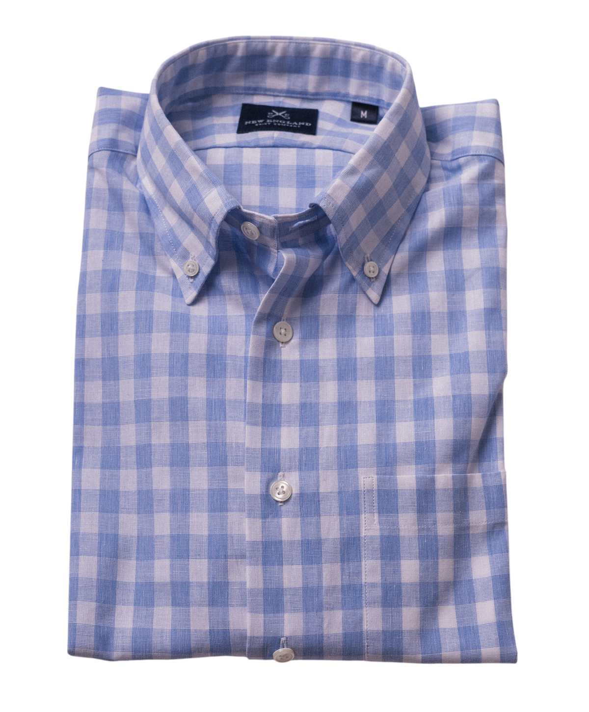 Bristol Button-down Blue Bold Gingham Cotton-Linen Sport Shirt